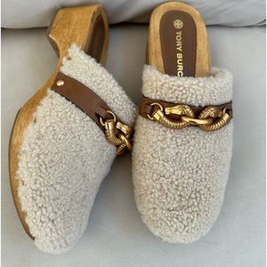 Tory Burch Shearling Clogs worn twice Size 10